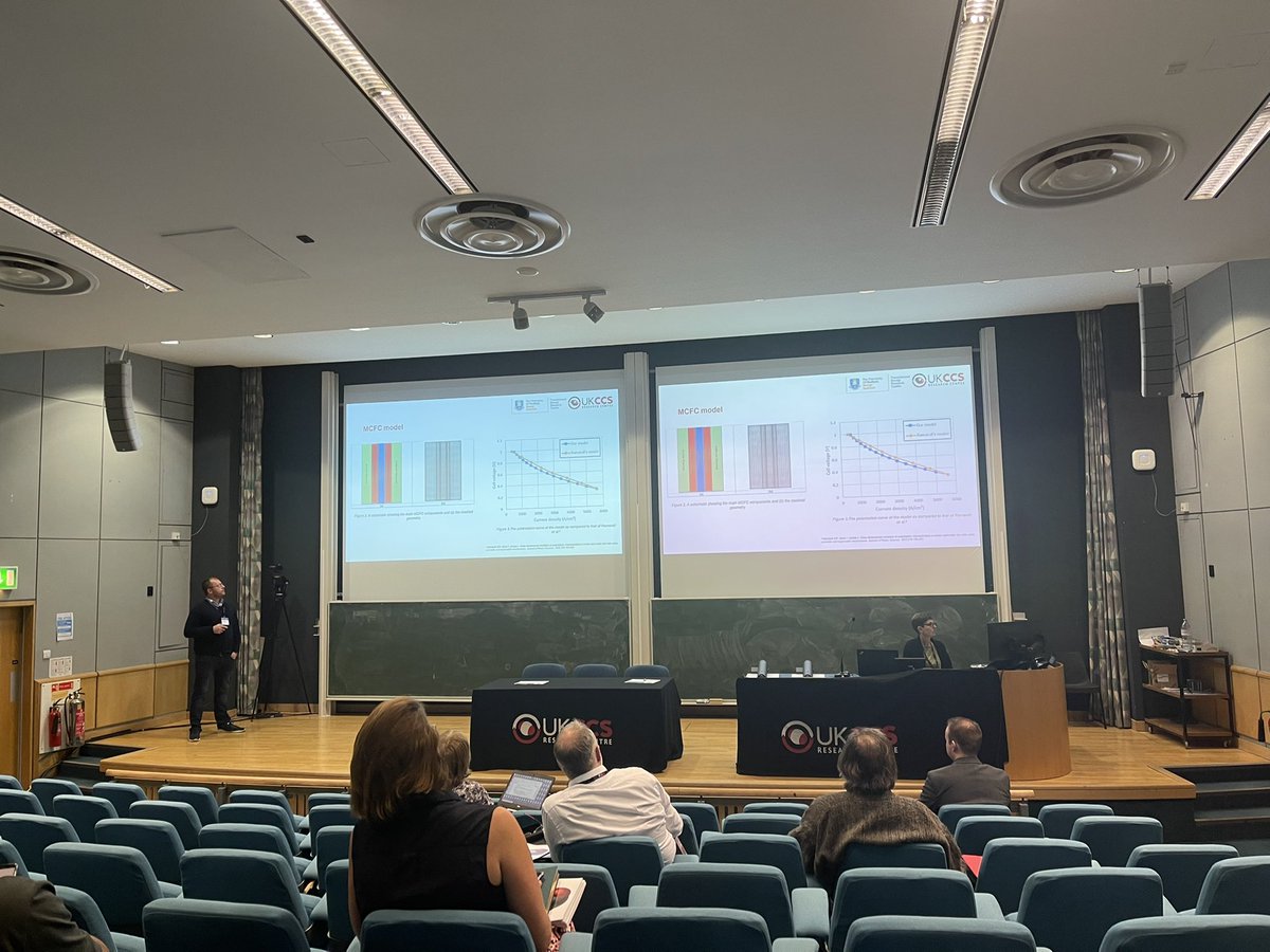 ZiqiShen0106's tweet photo. Prof Micheal Holynski from UoB, Dr Kevin Hughes from UoS, Dr David Cann from UoH and Dr Stavros Michailos from UoS introduced UKCCS researches, relating to quantum sensing, amine ADMS simulation, ECT and MCFC application. @UKCCSRC #UKCCSRC2022 https://t.co/BAE5J9JD3G