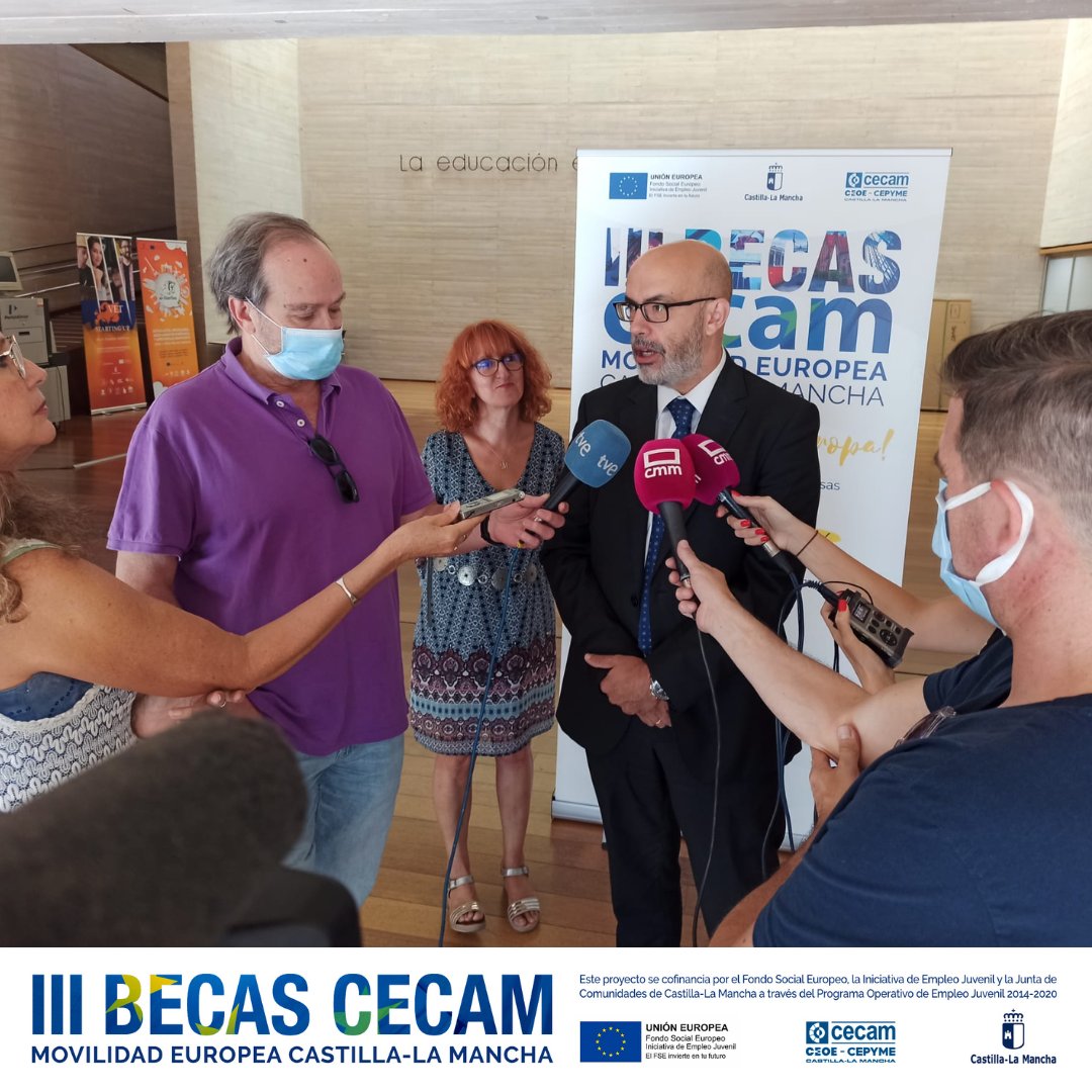 _CECAM's tweet photo. Hoy presentamos las III Becas CECAM en la que 48 jóvenes de #CLM realizarán prácticas profesionales en empresas de la UE

#BECASCECAM_Europa, iniciativa de @_CECAM  cofinanciada por #FSE, #IEJ, @gobjccm dentro de @garantia_juv y #POEJ

@juventudclm @educajccm https://t.co/wxDBZ4Vmqt