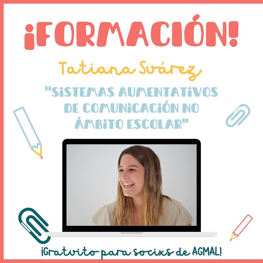🔊PRÓXIMAMENTE poderemos comezar a inscribirnos na primeira formación que dende AGMAL ofrecemos neste curso.
✅Formación en “Sistemas aumentativos de comunicación no ámbito escolar” impartida por Tatiana Suárez
¡SERÁ GRATUITA PARA SOCIXS!
🔺Atentxs a próximas publicacións.