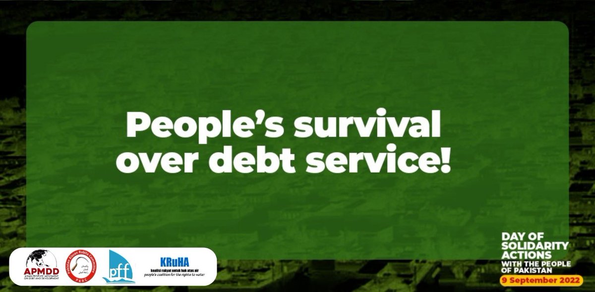 #Pakistan is expected to pay $392 million in IMF surcharges in 2021-2030, adding to its ballooning debt payments. ‼️
 
📢 #CancelTheDebt, #StopIMFSurcharges and shift debt payments to #Pakistan flood-stricken communities!
 
#SolidarityWithPakistan #DebtJustice
#FightInequality