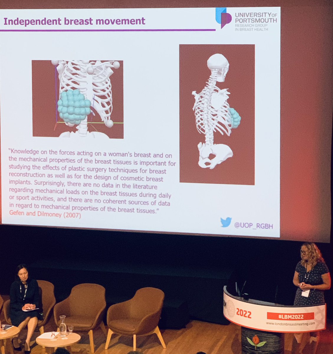 Fascinating and an excellent talk on breast biomechanics by Prof Jo Wakefield-Scurr #2022LBM <a href="/UOP_RGBH/">Research Group in Breast Health</a> 👌