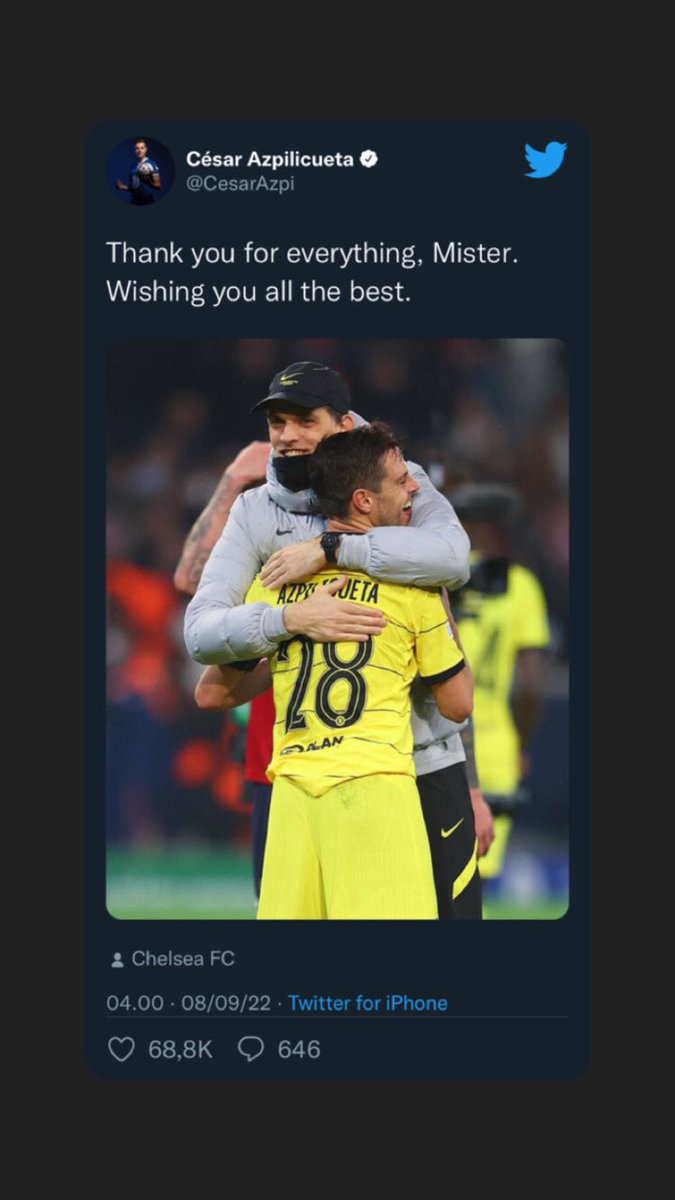 ChelseaUpdates's tweet photo. Salam perpisahan para pemain Chelsea kepada Thomas Tuchel 💔

1. Azpilicueta

🔵 A Thread 🔵 https://t.co/HN4xe9GNkX