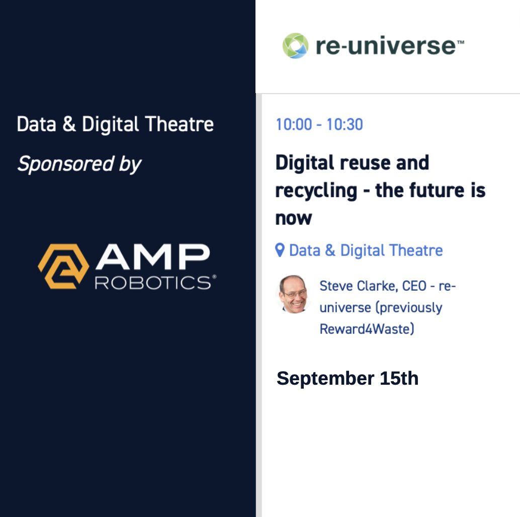 reuniverse_com's tweet image. Steve Clarke is speaking at @RWM_Exhibition 

Digital reuse and recycling - the future is now...

#RWM #digitalreuse #digitalrecycling #reuniverse #Reward4Waste #reuse #recycling #circularity