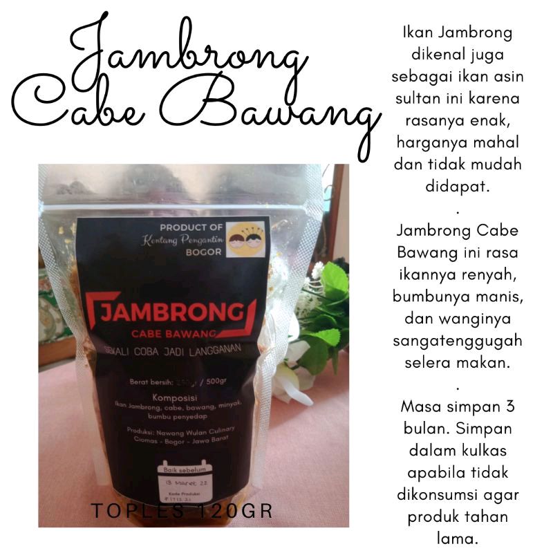 Saya menjual Jambrong Cabe Bawang ... seharga Rp25.000. Dapatkan di Shopee sekarang! shopee.co.id/kentang_pengan… #ShopeeID
