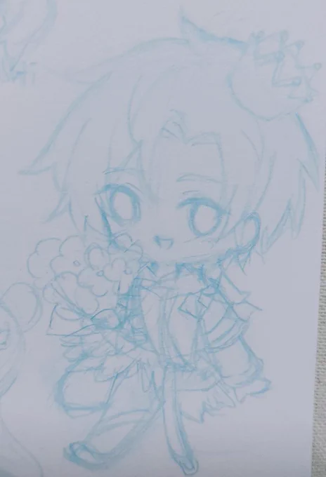 Was planning to do holoen oshi badge with a group of friends!Here's some sketchI haven't draw boys even chibi form for so longgggggg 