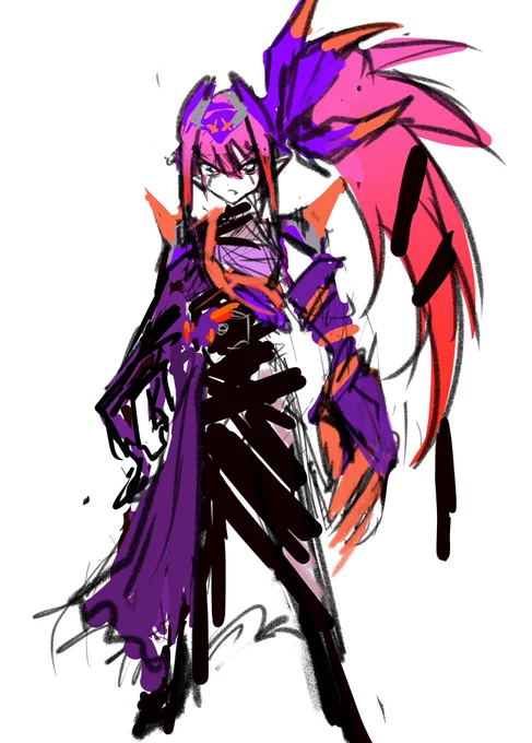 バッファたん色々案。好き勝手描いてたら浪人的に(あ、牛胸忘れてたまたやってみますw)#ライダー少女 