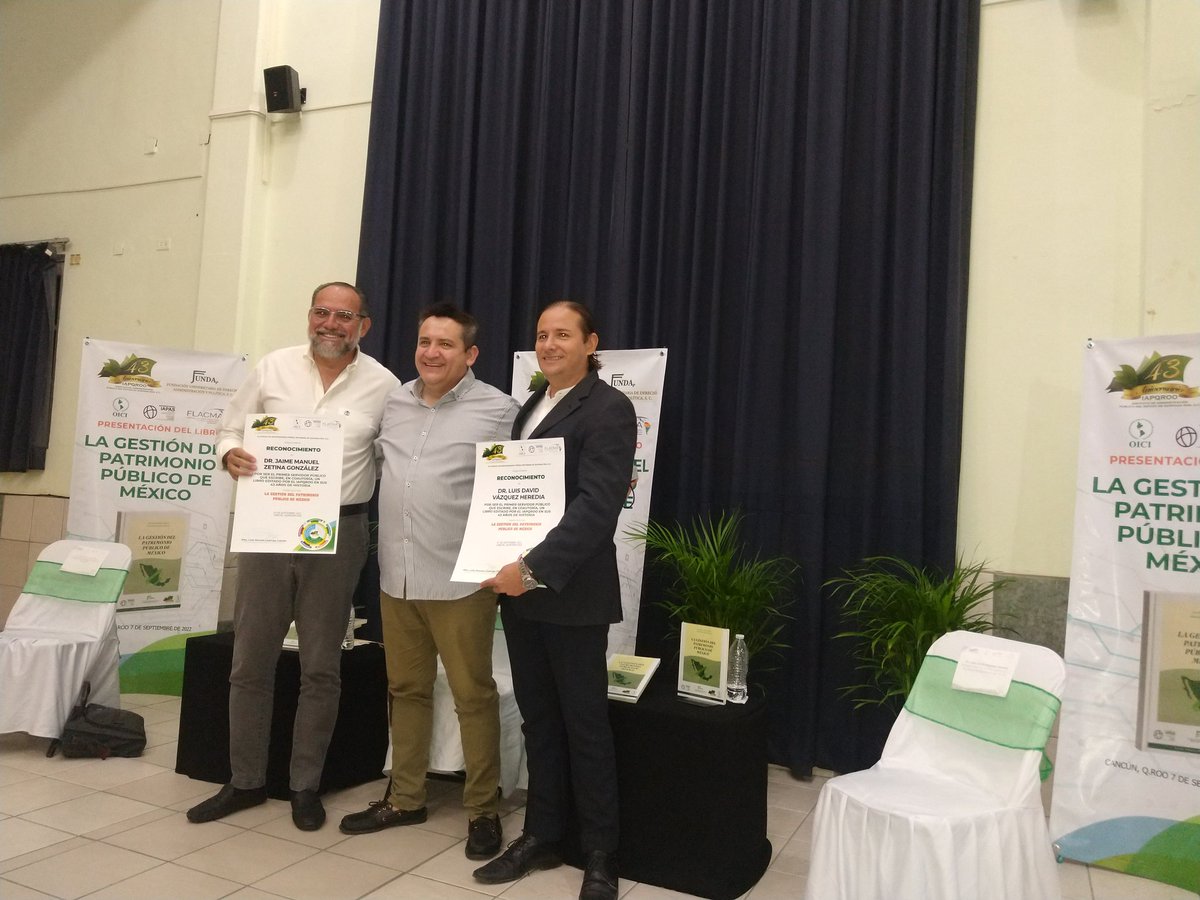 Siempre un gusto y honor saludar a los Dres. <a href="/jzetina50/">jaime zetina</a> y <a href="/luisdvh/">LUIS DAVID VAZQUEZ H</a> autores del libro #LaGestiónDelPatrimonioPúblicoDeMéxico editado por el <a href="/iapasfs/">IAPAS Future Studies</a> <a href="/fundap/">FUNDAP</a> #OICI <a href="/iapqroo/">IAPQROO</a> <a href="/leonpres/">leon lizarraga</a> <a href="/BrandonBMexMtz/">Brandon Mex Martinez</a> <a href="/APR130992/">Andres Peralta</a> <a href="/mapachestec/">@MAPACHESTec</a> <a href="/egreteccancun/">Fundación de Egresados y Amigos del TecNM</a> <a href="/enriqueoyromero/">Enrique Oy Romero</a> <a href="/60_maldonado/">Carlos Maldonado P</a> <a href="/LigiaSierraA/">Ligia Sierra Aguilar</a>