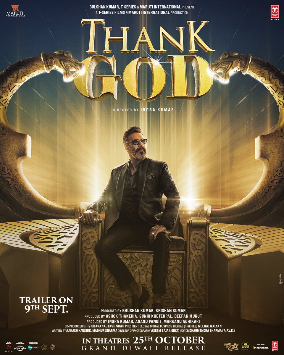 #ThankGod Trailer out Tomorrow 

In cinemas on 25th October.

@ajaydevgn @SidMalhotra @Rakulpreet @Indra_kumar_9 #BhushanKumar #KrishanKumar #AshokThakeria #ThankGodTrailer