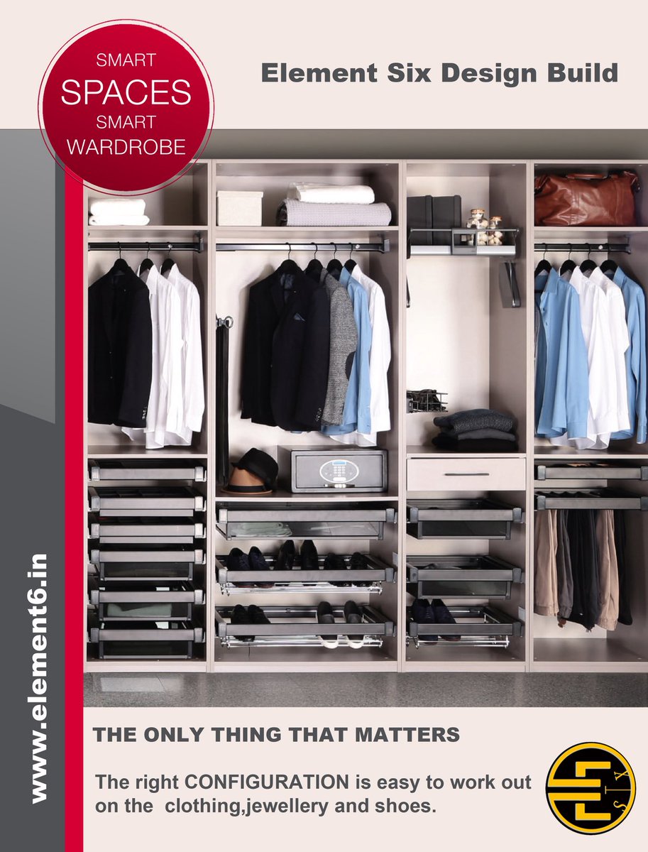 Element6db's tweet photo. Smart space required smart wardrobe,we design with more atmosphere,more space,more convenience,more flexibility. #interiordesign #hyderabad #wardrobe  #wardrobeessentials #element6 #hyderabadinteriors https://t.co/O8NJMxD35A