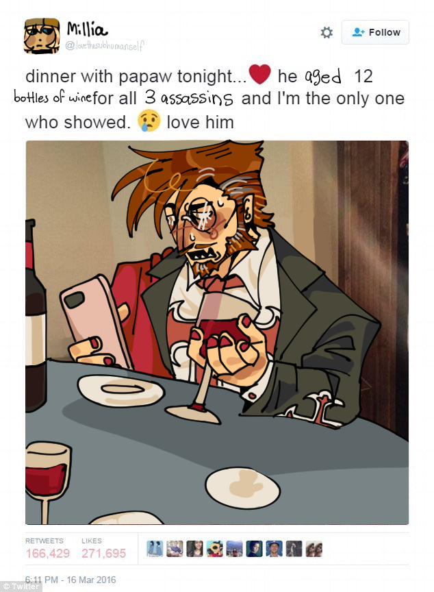 tillymans_'s tweet photo. i like that slayer tries really hard to be a peepaw to millia and venom it makes me giggle every time . happy for them https://t.co/0bZIWMROMD