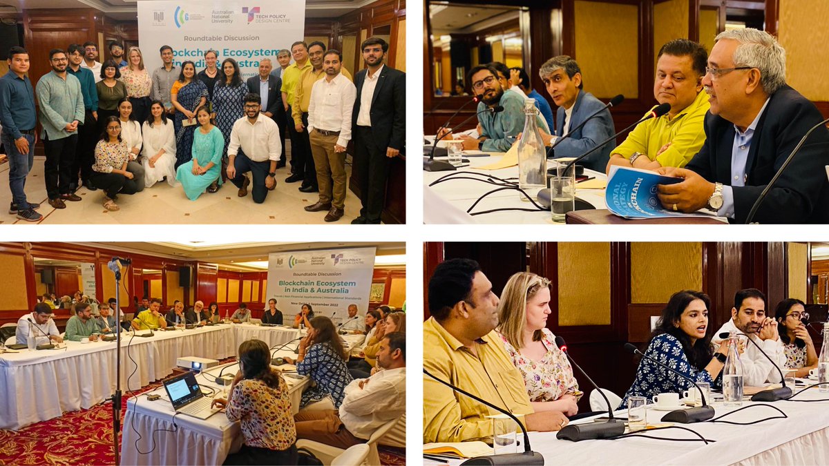 TPDesignCentre's tweet photo. A delight to hold our first in-person (w/ virtual visitors!) roundtable bringing together key stakeholders in #India's and #Australia’s #blockchain ecosystem.
Just the start of a cross-disciplinary collaboration between @ourANU's #TechPolicyDesignCentre and @CCGNLUD https://t.co/kNfjEWQPem