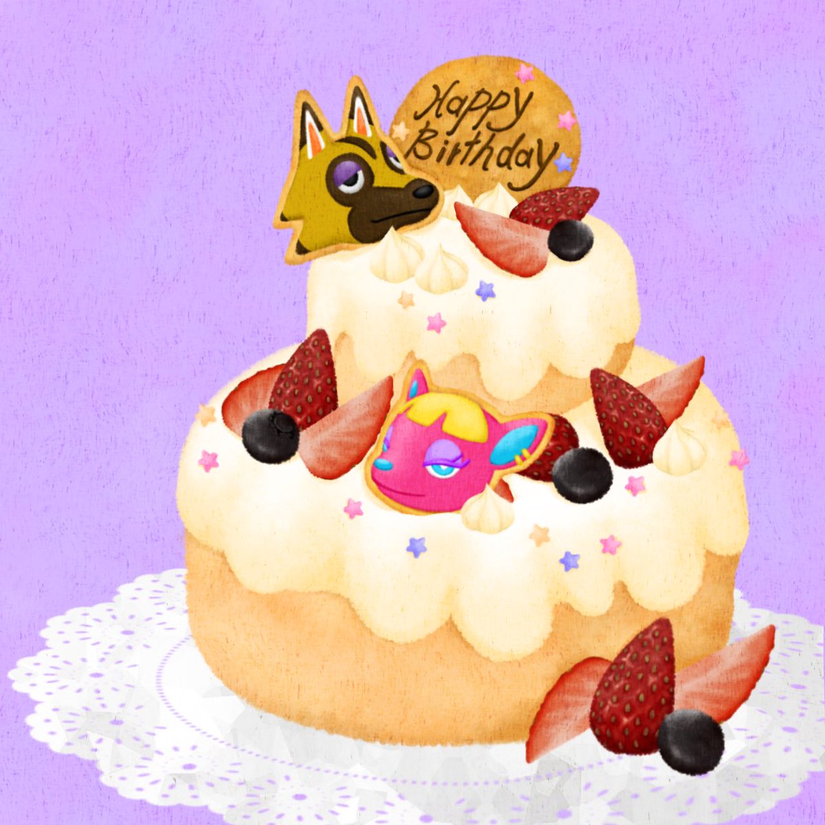 zumi_hoshikubo's tweet photo. 久しぶりのあつ森イラストなので載せておこうかな？
うふふ( *´艸`)
平岡さんお誕生日おめでとうございます。

貴女と同じ日にお祝い出来ることが本当に幸せです。
ケーキ一緒に食べましょう🍴

チャス「オマエはオイラに罪をなすったからケーキなしだ！とかナ！💢」 https://t.co/dxCjgR88q8