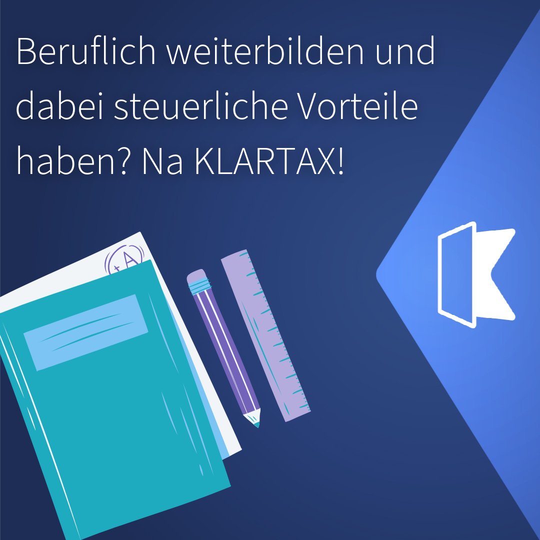Du planst Weiterbildungen und verschlingst Fachliteratur? Wer sich beruflich weiterbildet hat auch steuerliche Vorteile. Du kannst deine Weiterbildungskosten absetzen und so einen Teil der Kosten zurückbekommen. Gleich mit KLARTAX starten  klartax.de