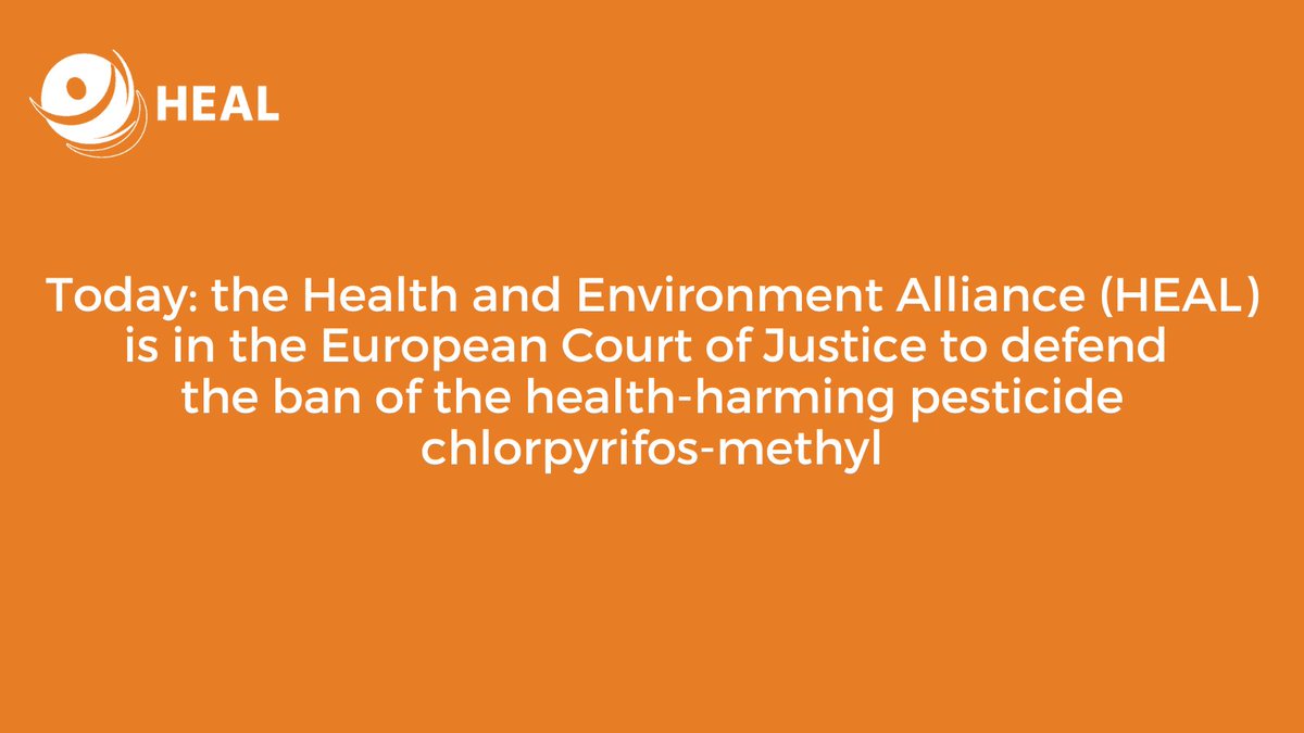 Today, we are in the European Court of Justice to support the ban of the health-harming pesticide #chlorpyrifos-methyl.

Scientific evidence points to concerns of severe health impacts and justifies protective action: bit.ly/3RroD7k

A thread 🧵👇