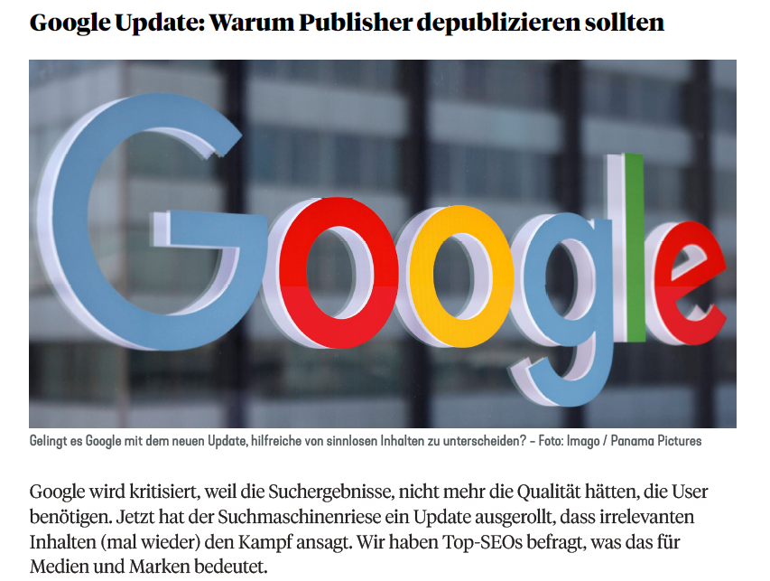ClaneoDE's tweet photo. Ein neues #GoogleUpdate soll hilfreiche von sinnlosen Inhalten besser unterscheiden können und #Clickbaiting reduzieren. Doch was bedeutet das für Publisher und Advertiser? Wie @maggie_mues das Ganze einschätzt, lest ihr in Ausgabe 36 des @MEEDIA Magazins: https://t.co/zzNcc9wfBL https://t.co/r248Mguk7B