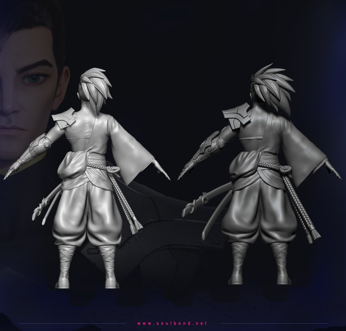 We make sure every detail on Yue is done properly so that he looks great when animated. Cool, isn't he?