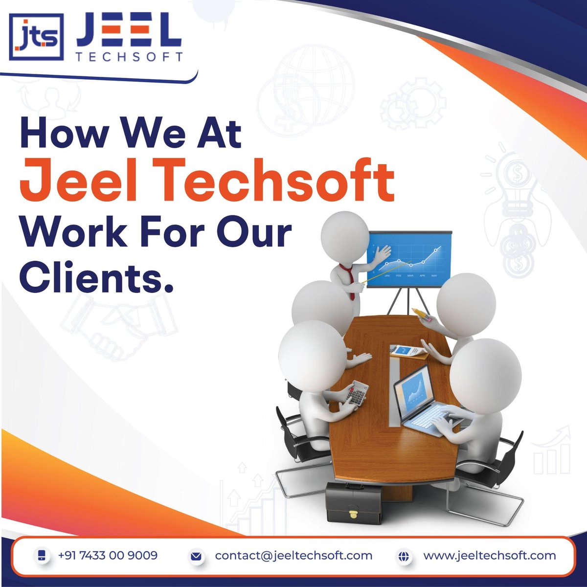 JeelTechsoft's tweet photo. We at #JeelTechsoft positively affect all our clients.
Our work process.
1. Discovery of marketplace &amp; goals 
2. Strategically planning through various perspectives 
3. Execute our plan step by step 
4. Delivering projects with periodic reports 
Contact on https://t.co/1TbvF8OhoU https://t.co/sNRMboxWIc