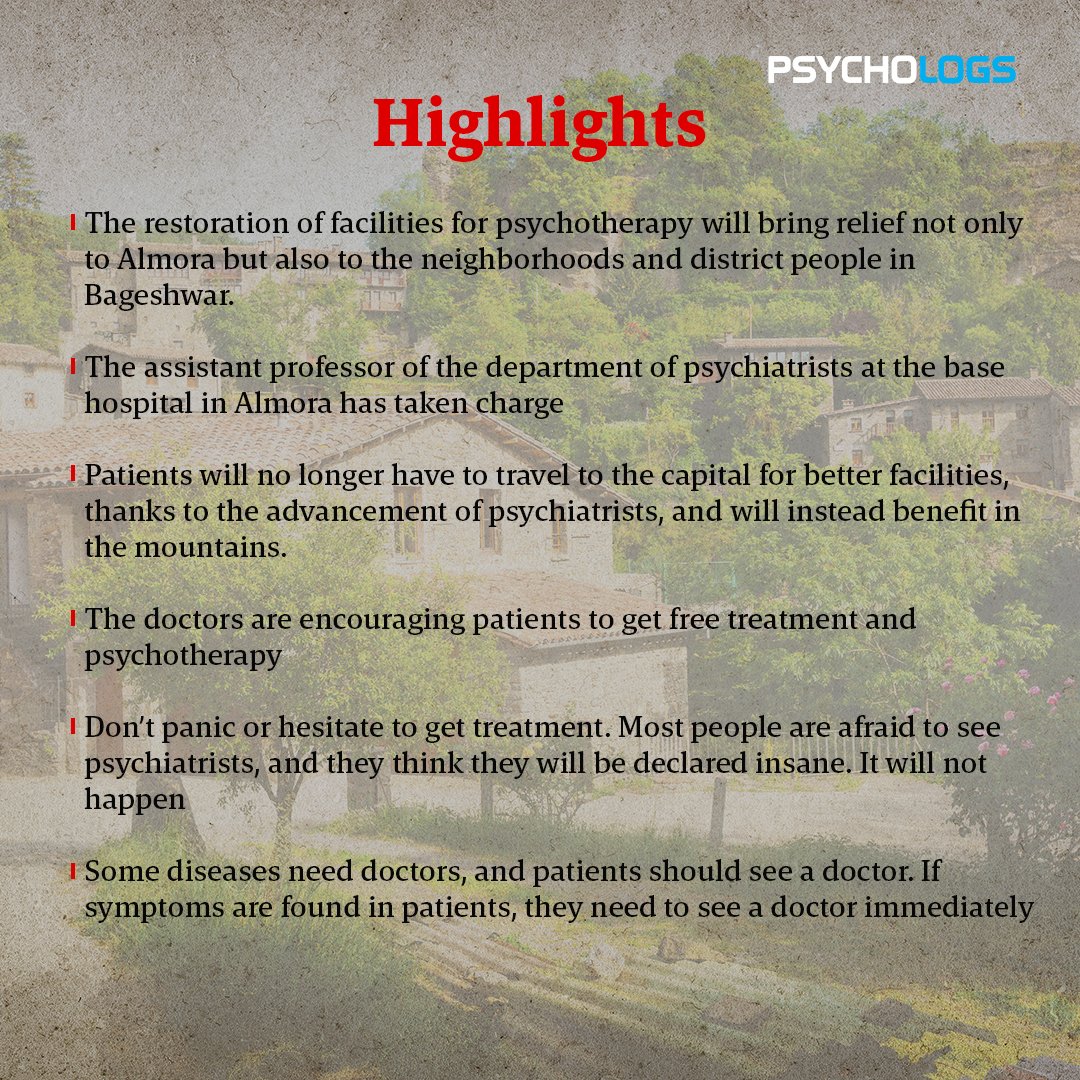 PsychologsIndia's tweet photo. Psychiatric Facilities Will Be Started in Hill Areas: Almora
https://t.co/aC5bqjB3W2
@MoHFW_INDIA
#news #newoftheday #psychology #mentalhealth #mentalhealthawareness #hills #mountains #facility #healthcheckup #psychologist #psycatrist #socialdevelopment #psychologsmagazine https://t.co/AkC201s9nb