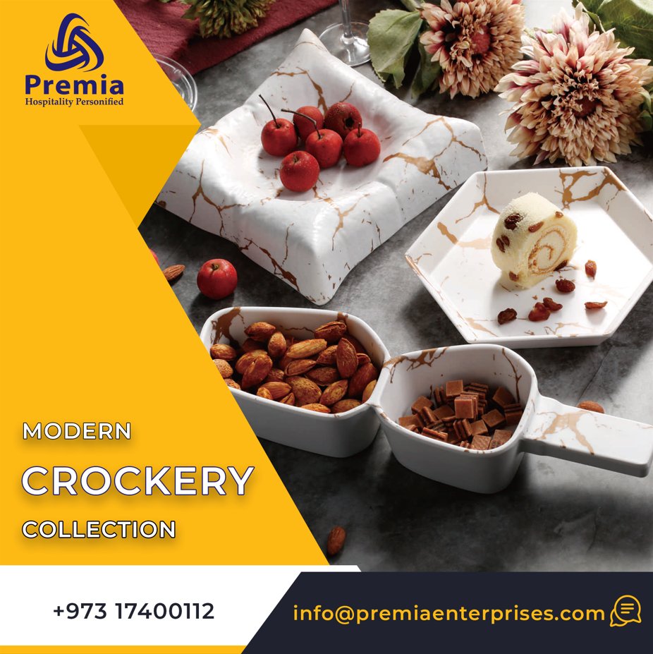Adonistrades's tweet photo. Accentuate your table settings while adding a modern-contemporary feel to the dining area at your restaurant, bistro or catering event with crockery from Premia Enterprises

To find out more about our hospitality supplies, contact us
☎️ +973 17400112
💻 info@premiaenterprises.com https://t.co/aDXgQiLRGu