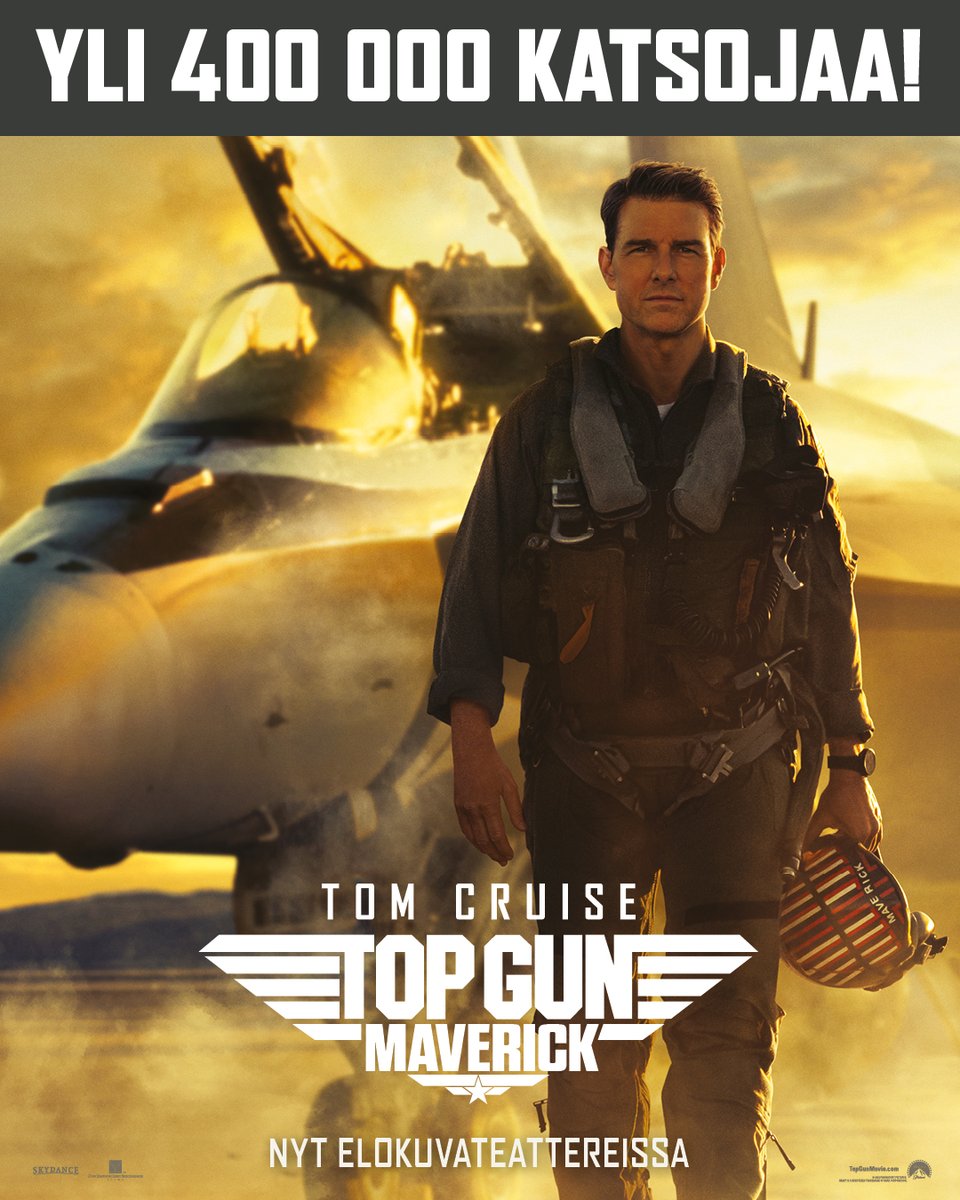 leffamaailma's tweet photo. Haamuraja rikkoutui: Suomessa yli 400 000 katsojaa!
Ja yhä elokuvateattereissa viikon toiseksi katsotuin elokuva. 
Mr. @tomcruise - Finland ❤️ #TopGunMaverick https://t.co/a8FzJgcrgl