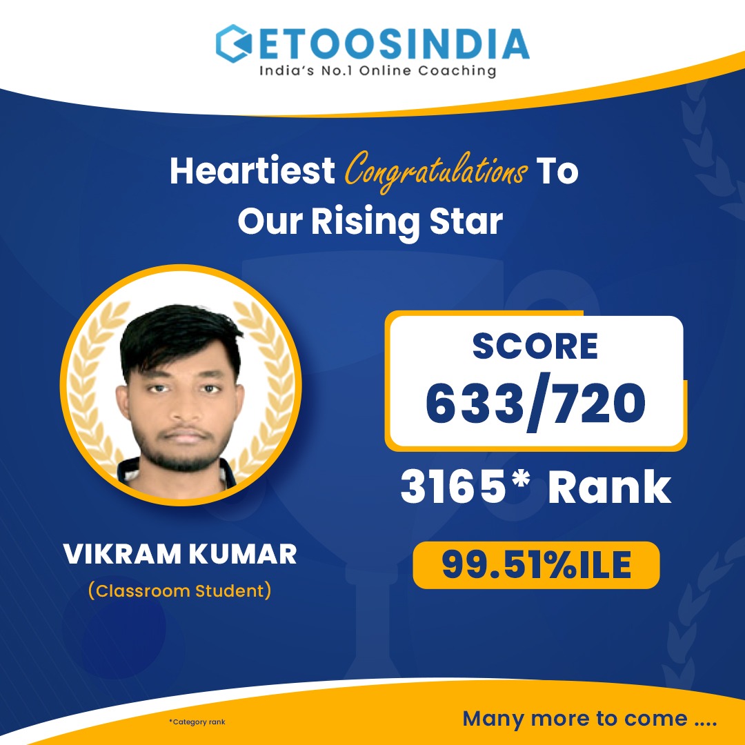 EtoosIndia's tweet photo. Heartiest Congratulations To Our Rising Star ⭐
#neetresult2022 #neetresults #neetresult #neetupdate #neet2023 #neet2024 #manojsir #ssmam #manishsir #neetcoaching #jhsir #etoosindia #etoos #pssir #neetexam #nmsir #neetcoaching #muqeemsir #jee2024 #neetaspirants #aamam https://t.co/udtvox3PRL