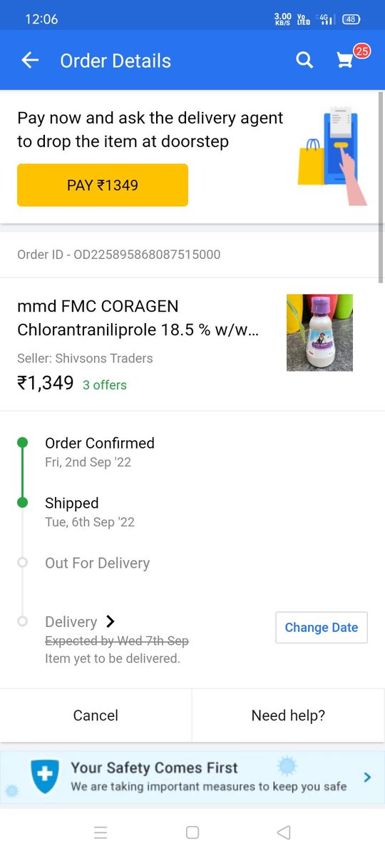 Himansh46719087's tweet photo. maine Flipkart se product order kiya tha jiski promise date last 7 September ki delivery hone ki or abhi tak delivery nahi huaa hai or muje koi help bhi nahi mil rhi hai
#Flipkart #FlipkartBigBillionDays #flipkartsale https://t.co/20oEIebNUy