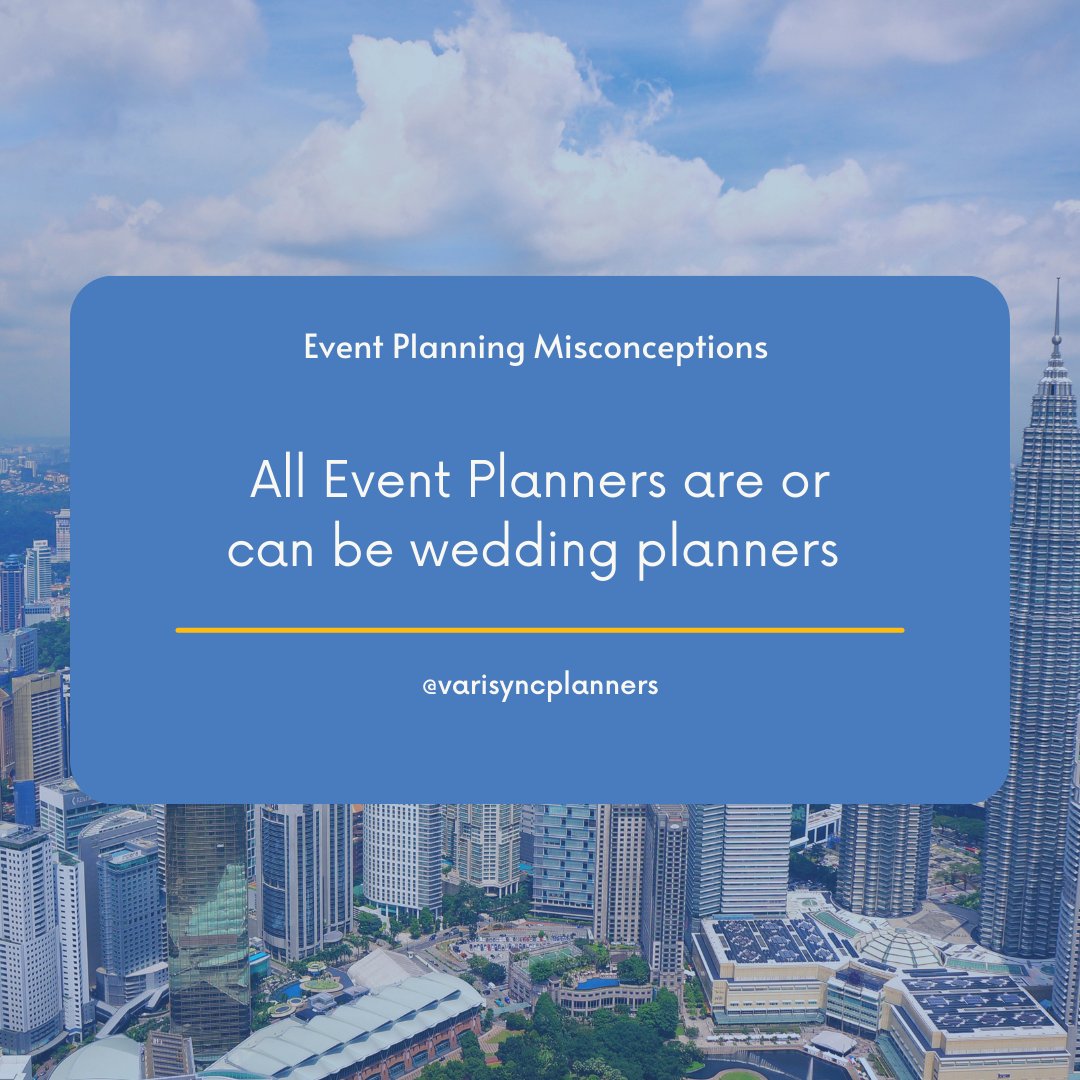 Most people think any event planner is capable to plan anything, unfortunately no. When you are looking for a planner, know the type you want and hire accordingly. If you are looking at becoming a planner, find a niche, specialise and become an expert at it. 

l