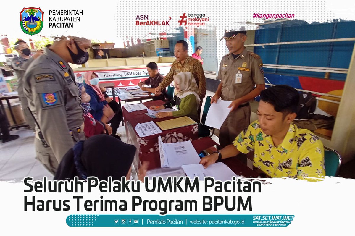PemkabPacitan's tweet photo. Seluruh Pelaku UMKM Pacitan Harus Terima Program BPUM

"Pagu pemohon sebenarnya belum ada ketentuan dari pusat, sehingga sebanyak-banyaknya kita bantu dulu," ungkap Prayit.

https://t.co/MCroW0PVOp

#dikuperinpacitan #pacitan #bpumpacitan https://t.co/nmhPLfwhto