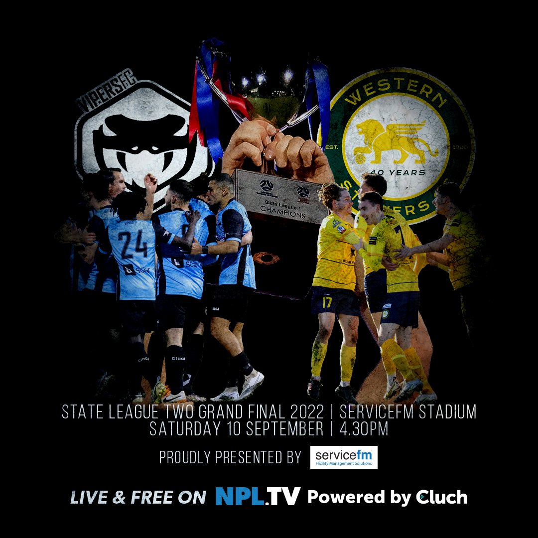 Who will secure the last promotion spot from #StateLeagueTwo to #StateLeagueOne? 🤔 

⚽️ <a href="/fc_vipers/">Vipers Football Club</a> 🆚 <a href="/WesternStrikers/">Western Strikers</a>
🏟 ServiceFM Stadium 
🕟4.30pmKO

Catch the action live and free on <a href="/npltv/">NPL.TV</a>, Powered by @CluchTV!

🎫 bit.ly/3QlZ6uR