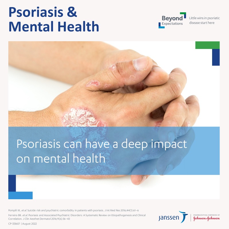 JNJInnovMedEMEA's tweet photo. Psoriasis can increase the risk of depression. During #EADV22, we focus on the connection between chronic illness and mental health conditions.