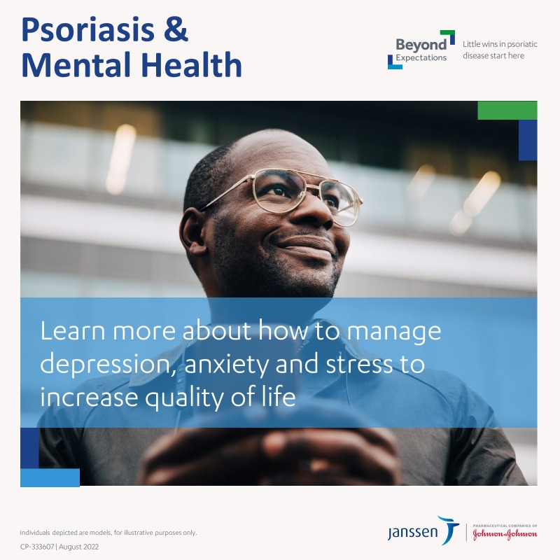 JNJInnovMedEMEA's tweet photo. Psoriasis can increase the risk of depression. During #EADV22, we focus on the connection between chronic illness and mental health conditions.