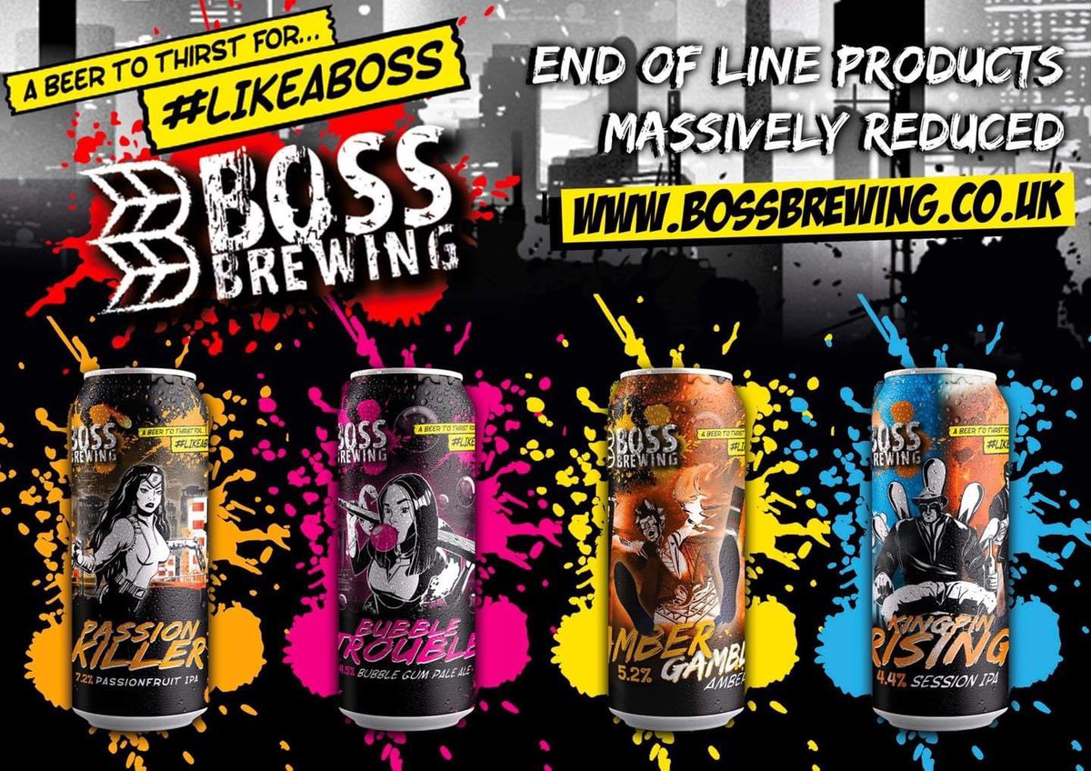 BossTaproom's tweet photo. End of line products being sold off at a massively reduced price.

Passion Killer - Passionfruit IPA
Bubble Trouble - Bubble Gum Pale Ale
Amber Gambler - Amber Ale
Kingpin Rising - Session IPA

Free local delivery

Visit https://t.co/ou4h7Z7yKS or message us on Facebook https://t.co/076dU8gvRw