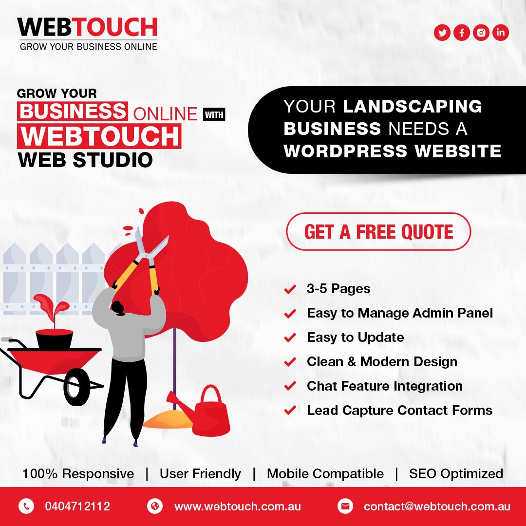 WebTouch_au's tweet image. No matter what type of landscaping website you want to create, We can help you launch a stylish website to promote your services.

👇🏼Get in Touch for a free quote👇🏼

✅0404712112
✅contact@webtouch.com.au
✅webtouch.com.au

#webtouch #fencing #fencingcontractors