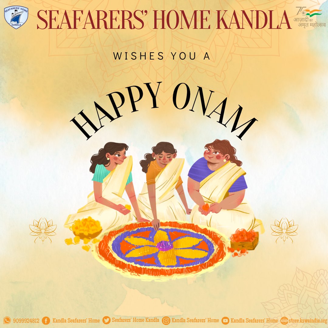 Marking the homecoming of King Mahabali, Kandla Seafarers’ Centre wishes you all a very Happy Onam. May this festival bring more harvest this season. #Onam #onamcelebration #seafarerslivesmatter