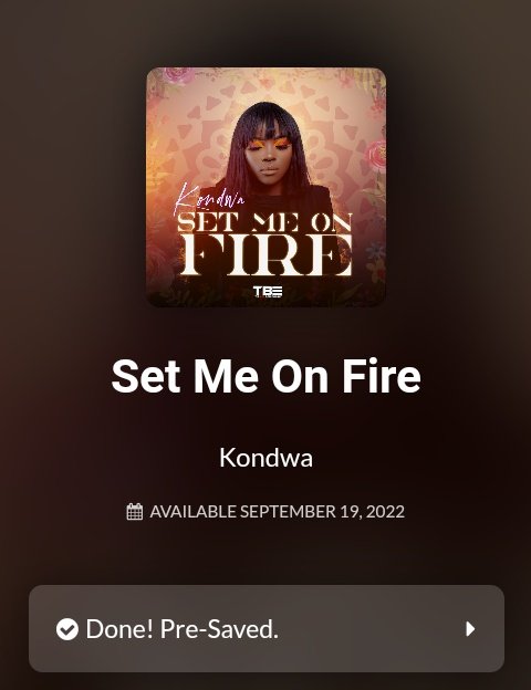 JBsuniverse1's tweet photo. "Set Me On Fire" By Kondwa Out On The 19th Sep 
Pre-Save On @Spotify 
Click https://t.co/zTpevAy4g9 https://t.co/VJYgwvIwPE