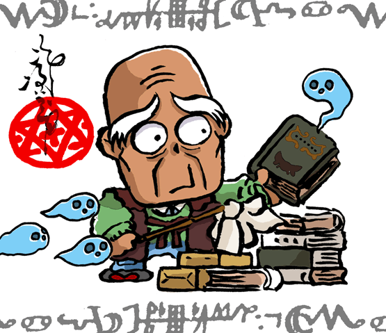 悪魔くんだいたい2分の1観たから、ジキルハウスのおじさん(古本屋さん)描くか 