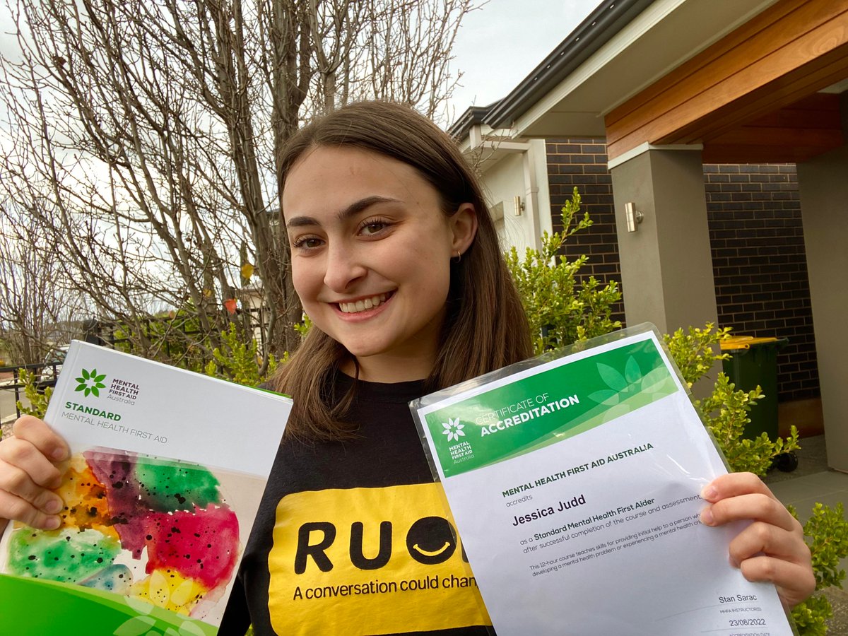 I was recently accredited with my Mental Health First Aid Certificate! Thank you Mental Health First Aid Australia for providing this fantastic course.

It is very fitting that I post this on R U OK? Day. Take the time to check in with someone today.💛