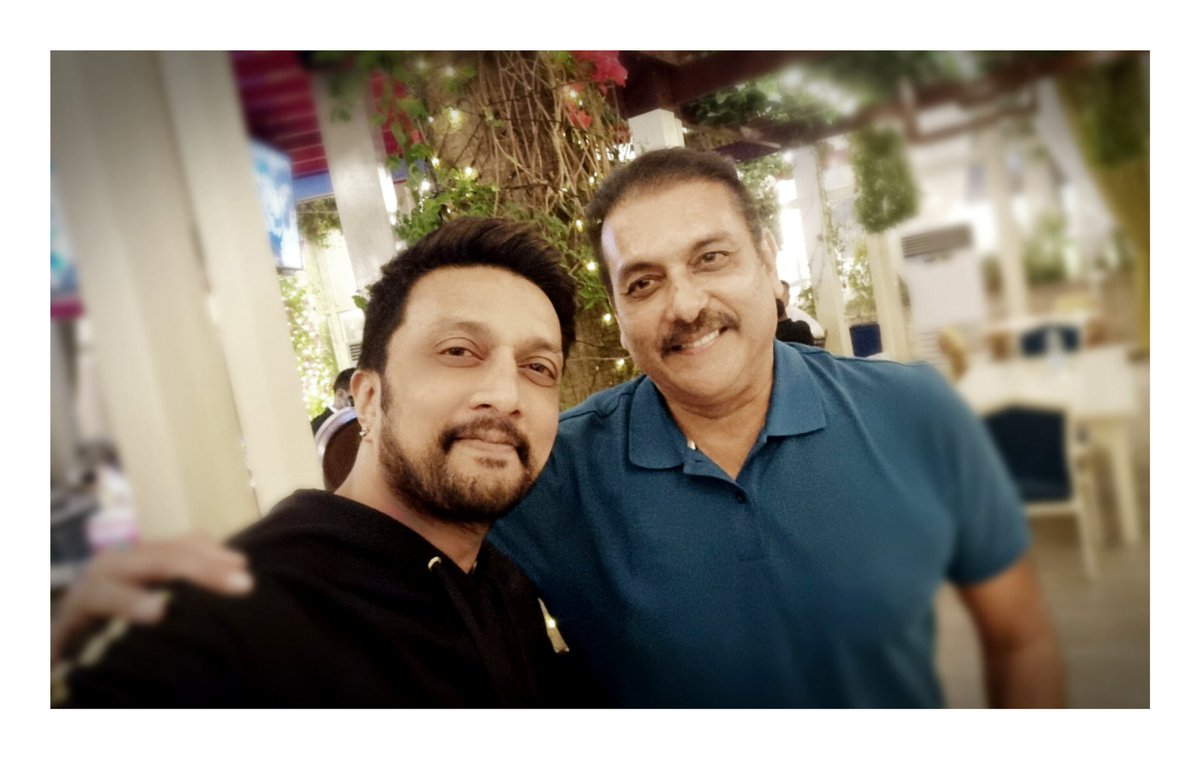 KicchaSudeep's tweet photo. Wonderful time @RaviShastriOfc sir.
The small peek into ua memorable and untold cricketing moments was fun.🥂🥂
Looking forward to seeing you soon.🥂 https://t.co/Dz7qKsKs4p
