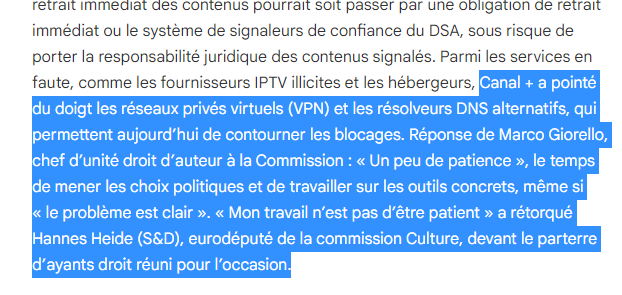 gchampeau's tweet photo. Vers une régulation des résolveurs DNS et des VPN au titre de la protection des droits d'auteur ? Canal+ le réclame, la Commission européenne ne dit pas non. (via @ContexteNum ) https://t.co/LNjNG30EkU