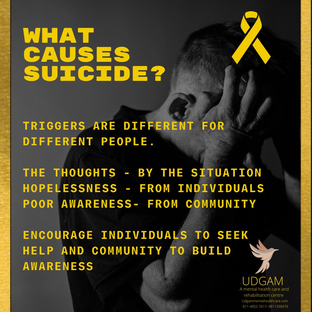 What causes suicide?
Triggers are different for everyone. People go through a situation that is subjective to them.  If you find someone on verge of suicidal thoughts or attempts please reach out for help.
Suicide helpline : 18002333330
#suicidepreventionday #udgammentalhealth