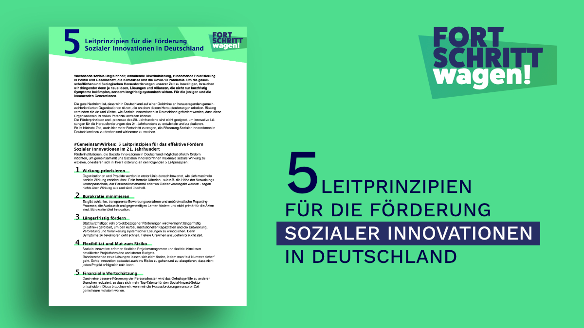 🚀 Die Förderung Sozialer #Innovationen braucht ein #Update! Mehrere Social Entrepreneurs haben deshalb gemeinsam 5 Leitprinzipien für die Förderung von #SocInn erstellt. 

Ihr könnt die Prinzipien jetzt unterstützen und ✍️!

Alle Infos → send-ev.de/2022/09/08/5-l…
#SocEnt
