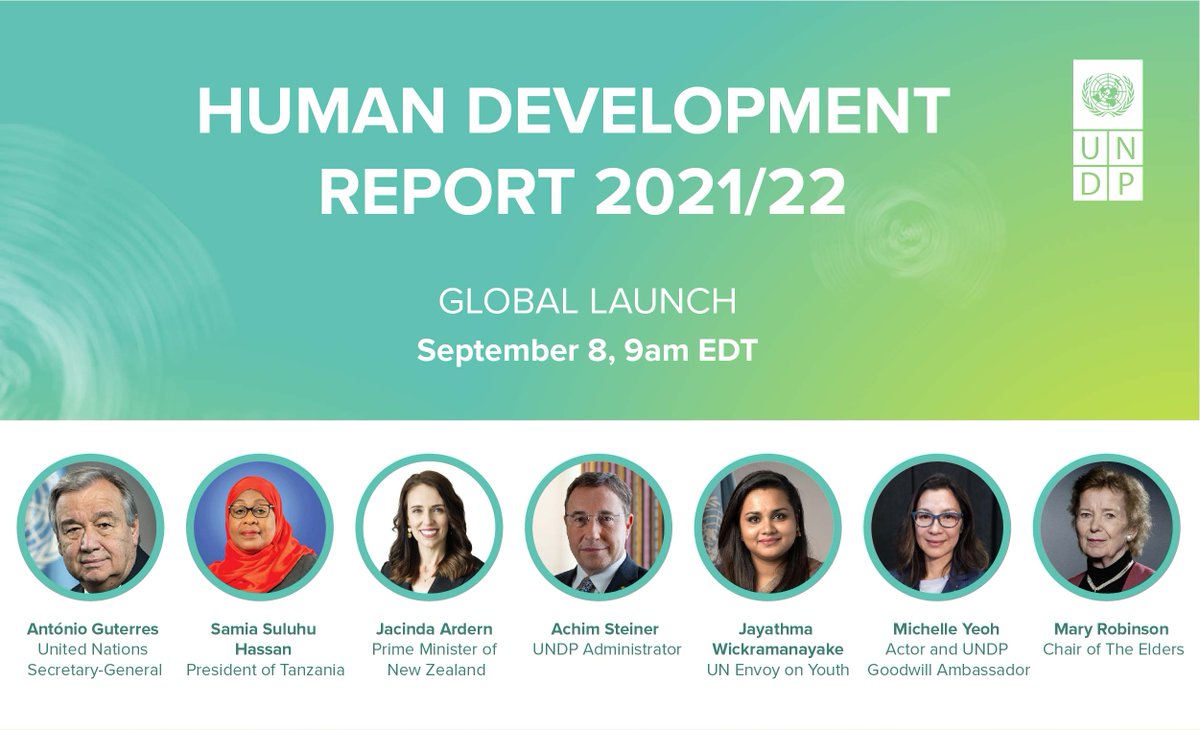 UNDP_Denmark's tweet image. 📢Tune in today at 15:00 CET for the global launch of #HDR2020!

Join @antonioguterres, @SuluhuSamia, @jacindaardern,@ASteiner,@UNYouthEnvoy,@vgalaz and other leaders for a conversation on how to shape a hopeful future in uncertain times.

Follow live: hdr.undp.org/human-developm…