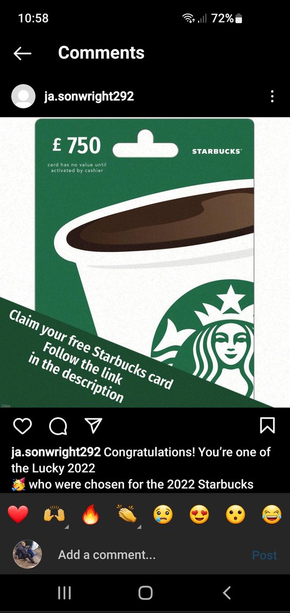 matt479's tweet photo. @Starbucks is this anything actually linked to you guys or just another scam? https://t.co/ItY34V7Ix7