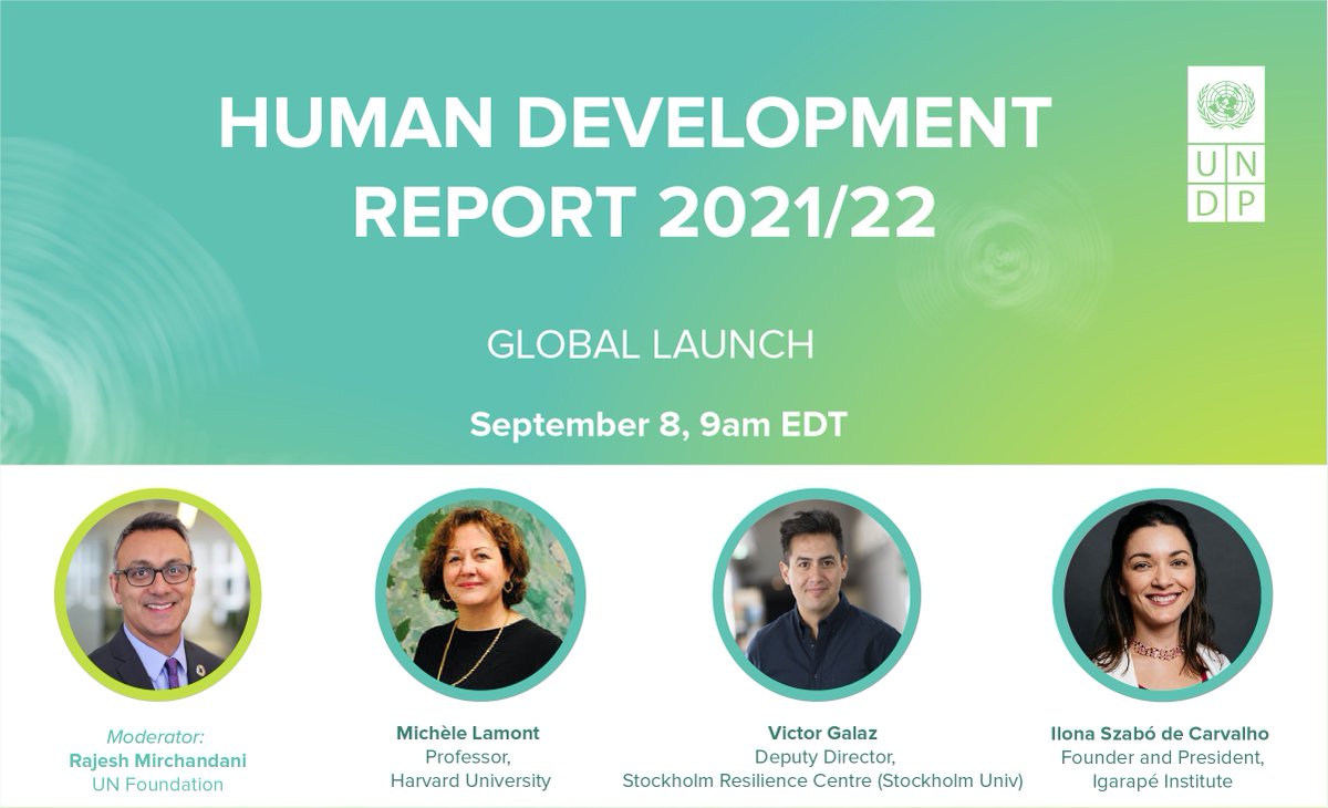 UNDP_Denmark's tweet image. 📢Tune in today at 15:00 CET for the global launch of #HDR2020!

Join @antonioguterres, @SuluhuSamia, @jacindaardern,@ASteiner,@UNYouthEnvoy,@vgalaz and other leaders for a conversation on how to shape a hopeful future in uncertain times.

Follow live: hdr.undp.org/human-developm…