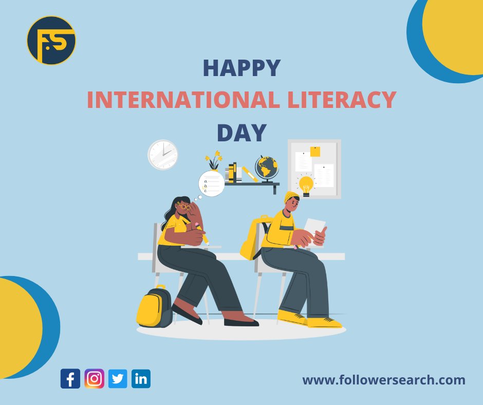 SearchFollower's tweet image. The day raises awareness of the value of literacy as a matter of human rights and dignity while also advancing the literacy agenda in the direction of a more literate and sustainable society.
#InternationalLiteracyDay #LiteracyDay #followersearch #twittersearch #twitter