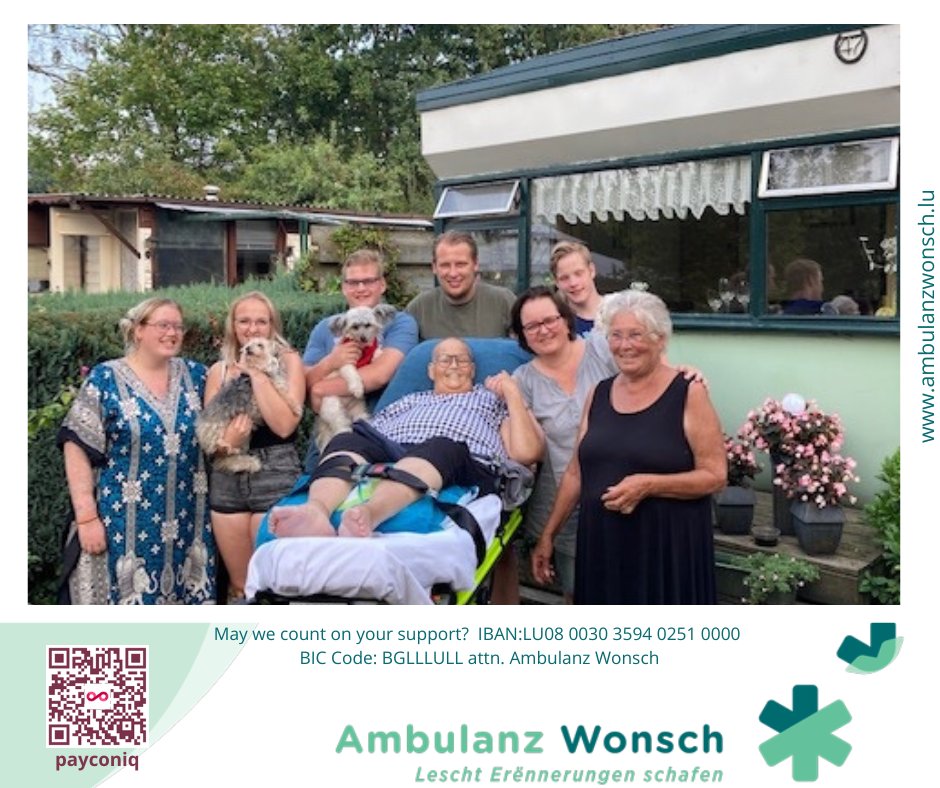 AmbulanzWonsch's tweet photo. This gentleman went to the camping he used to go one more time
If you wish to use our service, or you know someone who would like to, then please complete our application form on the website: https://t.co/LDqvbhBukv
#LeschtErënnerungenschafen #AmbulanzWonsch
#AddingLifeToDays https://t.co/JCl6p8iSE9