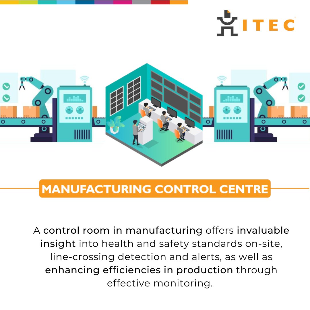 itecgroup's tweet photo. A manufacturing control centre offers insights into health & safety standards, detection & alerts + efficiencies in production through effective monitoring.
☑️Health & safety benefits
☑️Line crossing
☑️Facial recognition
☑️LPR
☑️Production line monitoring
#ItecOfThings https://t.co/1Sh0Tuk92f