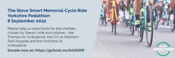 Today's the day our team take on the Yorkshire Pedathlon, in memory of our friend and colleague Steve Smart. 

We're raising funds for the charities chosen by Steve's wife and children. If you'd like to donate, please go to: gofund.me/b0dfd0ff