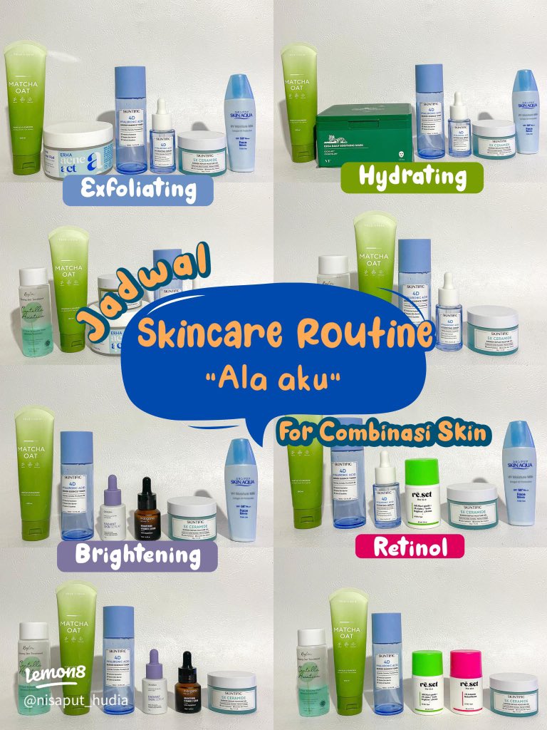 IndonesiaLemon8's tweet photo. Jadwal Skincare yang wajib Kamu tau!! 🙀🙀

- A Thread -

Rekomendasi jadwal skincare untuk kulit kombinasi, oily dan acne prone, rutin selama 1 minggu! 👇🏻👇🏻

#lemon8indonesia #lemon8 
#racunskincare https://t.co/G2gAGzJqNg