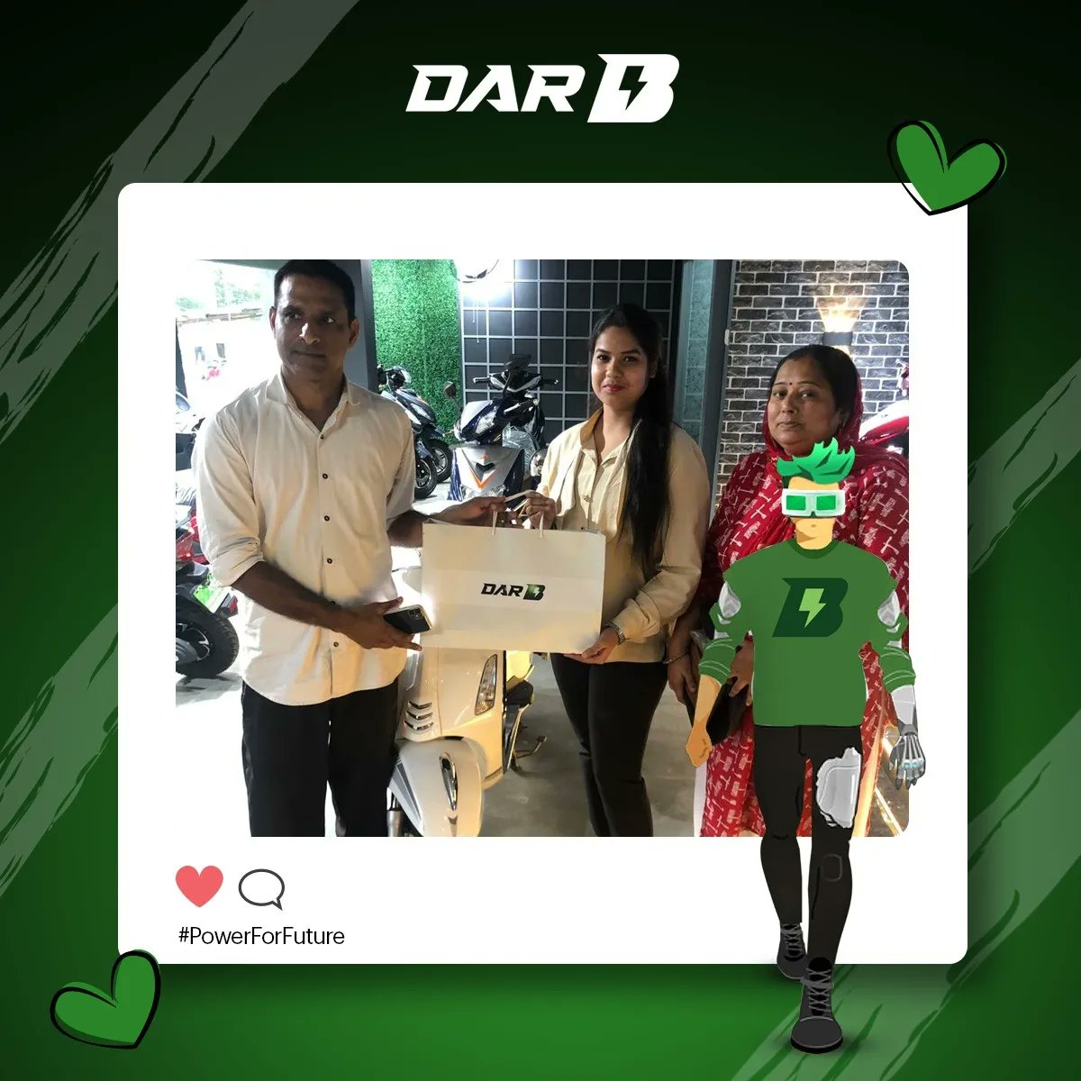 EvDarb's tweet photo. If happiness met Future need had a face!

Visit our store in NOIDA to take a test ride today. DM for queries

#darbev #powerforfuture #ElectricScooty #SustainableLiving #ElectricIndia #sustainabledevelopment #ebike #ebikelife https://t.co/03BkO6qt1O